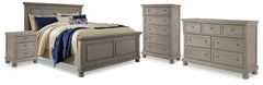 Hoover Furniture Outlet - Ashley Furniture - Lettner California King Panel Bed, Dresser, Chest and 2 Nightstands - California King Panel Bed, Dresser, Chest and 2 Nightstands - B733B47