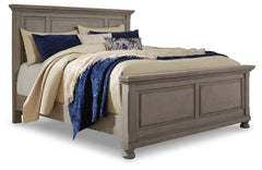 Hoover Furniture Outlet - Ashley Furniture - Lettner Queen Panel Bed, Dresser, Mirror and 2 Nightstands - Queen Panel Bed, Dresser, Mirror and 2 Nightstands / Light Gray - B733B43