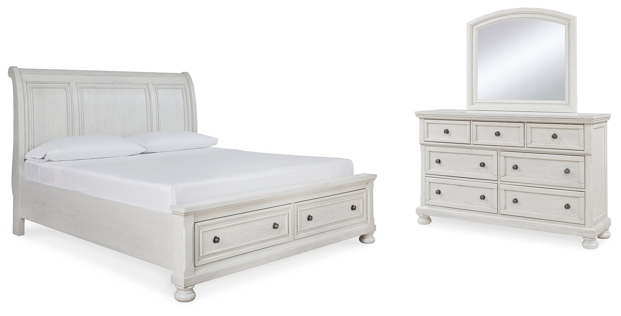 Hoover Furniture Outlet - Ashley Furniture - Robbinsdale Queen Sleigh Storage Bed, Dresser and Mirror - Queen Sleigh Storage Bed, Dresser and Mirror - B742B5