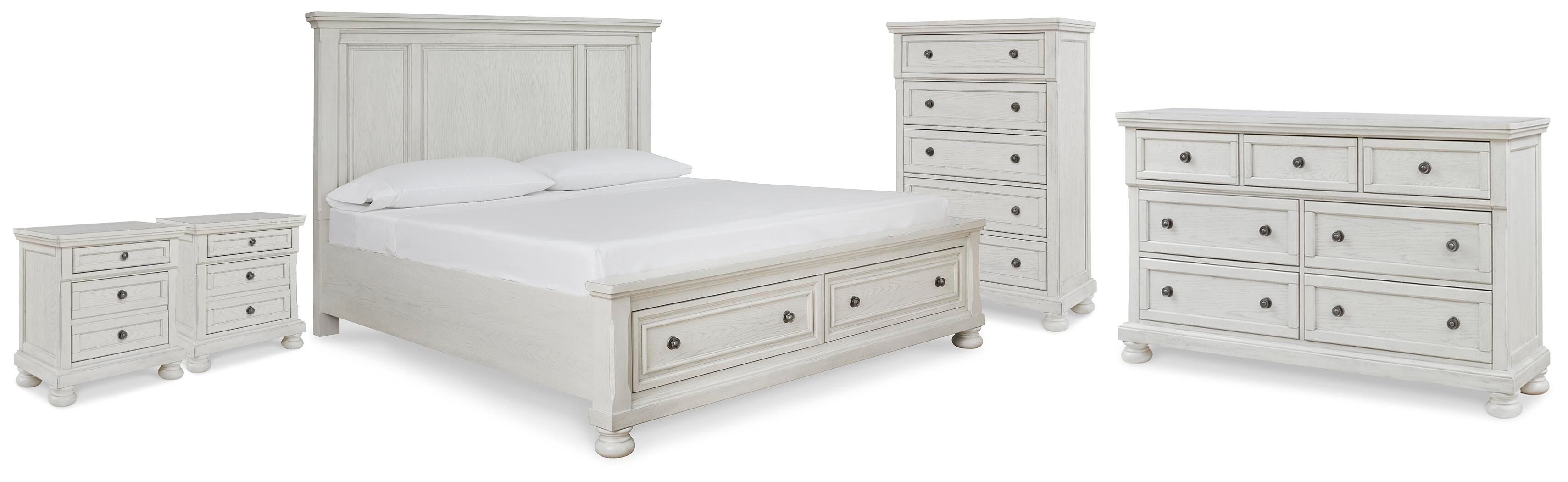 Hoover Furniture Outlet - Ashley Furniture - Robbinsdale King Panel Storage Bed, Dresser, Chest and 2 Nightstands - King Panel Storage Bed, Dresser, Chest and 2 Nightstands - B742B49