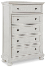 Robbinsdale Queen Panel Storage Bed, Dresser, Mirror and Chest