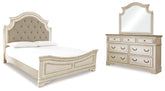 Hoover Furniture Outlet - Ashley Furniture - Realyn King Upholstered Panel Bed, Dresser and Mirror - King Upholstered Panel Bed, Dresser and Mirror / Two-tone - B743B52