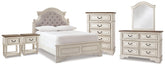 Hoover Furniture Outlet - Ashley Furniture - Realyn Full Upholstered Panel Bed, Dresser, Mirror, Chest and 2 Nightstands - Full Upholstered Panel Bed, Dresser, Mirror, Chest and 2 Nightstands - B743B77