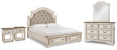 Hoover Furniture Outlet - Ashley Furniture - Realyn King Panel Storage Bed, Dresser, Mirror and 2 Nightstands - King Panel Storage Bed, Dresser, Mirror and 2 Nightstands - B743B66