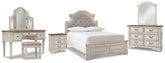 Hoover Furniture Outlet - Ashley Furniture - Realyn Full Panel Bed, Dresser, Mirror, 3-Piece Vanity and Nightstand - Full Panel Bed, Dresser, Mirror, 3-Piece Vanity and Nightstand - B743B27
