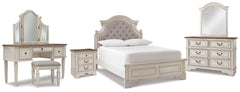 Hoover Furniture Outlet - Ashley Furniture - Realyn Full Panel Bed, Dresser, Mirror, 3-Piece Vanity and Nightstand - Full Panel Bed, Dresser, Mirror, 3-Piece Vanity and Nightstand - B743B27