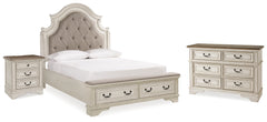 Hoover Furniture Outlet - Ashley Furniture - Realyn Queen Upholstered Panel Bed with Storage, Dresser and Nightstand - Queen Upholstered Panel Bed with Storage, Dresser and Nightstand - B743B57