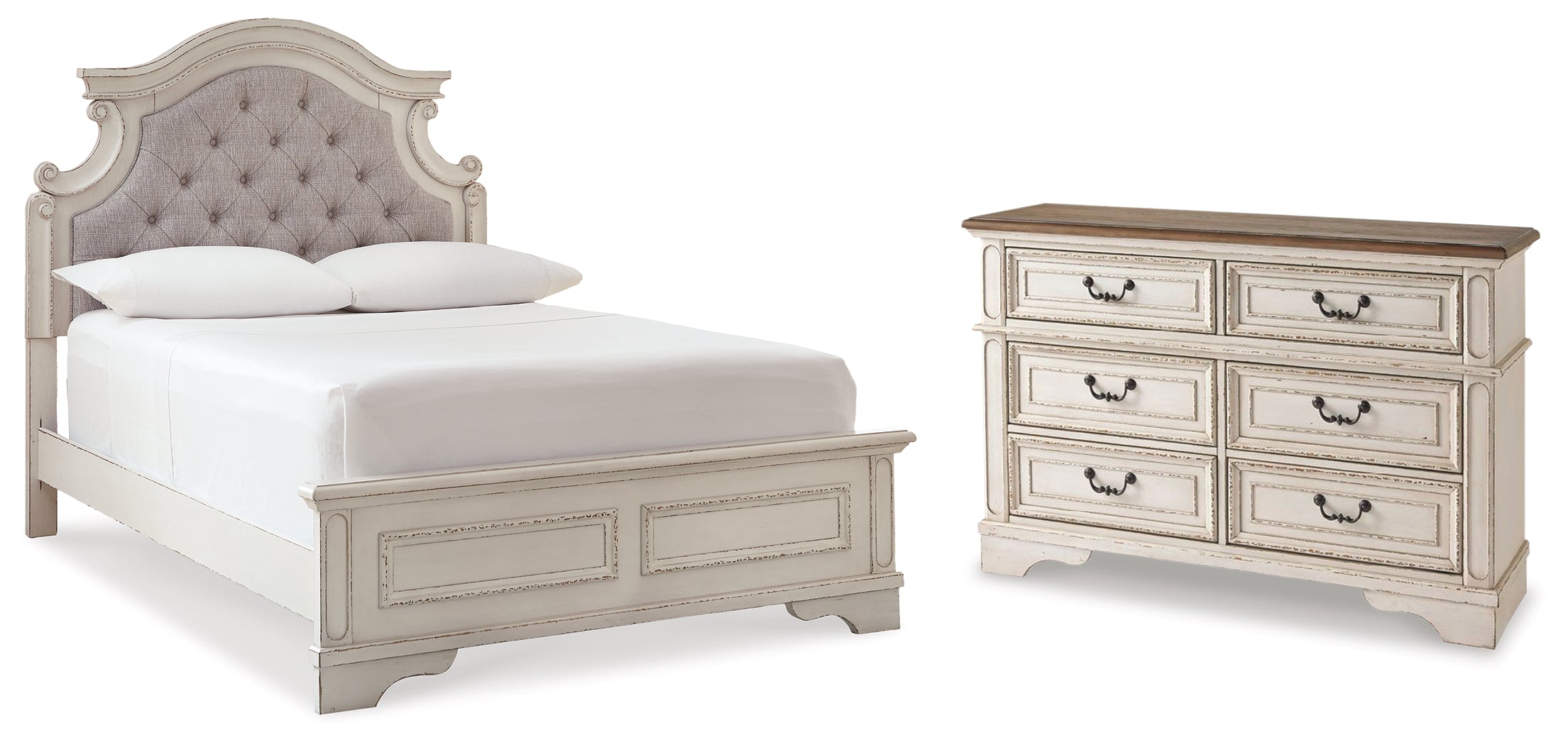 Hoover Furniture Outlet - Ashley Furniture - Realyn Full Upholstered Panel Bed with Dresser - Full Upholstered Panel Bed with Dresser - B743B34