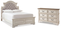 Hoover Furniture Outlet - Ashley Furniture - Realyn Full Upholstered Panel Bed with Dresser - Full Upholstered Panel Bed with Dresser - B743B34