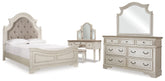 Hoover Furniture Outlet - Ashley Furniture - Realyn Queen Panel Bed, Dresser, Mirror and Vanity - Queen Panel Bed, Dresser, Mirror and Vanity - B743B86