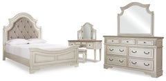 Hoover Furniture Outlet - Ashley Furniture - Realyn Queen Panel Bed, Dresser, Mirror and Vanity - Queen Panel Bed, Dresser, Mirror and Vanity - B743B86