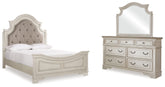 Hoover Furniture Outlet - Ashley Furniture - Realyn Queen Upholstered Panel Bed, Dresser and Mirror - Queen Upholstered Panel Bed, Dresser and Mirror / Two-tone - B743B3