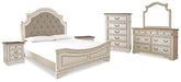 Hoover Furniture Outlet - Ashley Furniture - Realyn King Upholstered Panel Bed, Dresser, Mirror, Chest and 2 Nightstands - King Upholstered Panel Bed, Dresser, Mirror, Chest and 2 Nightstands - B743B37