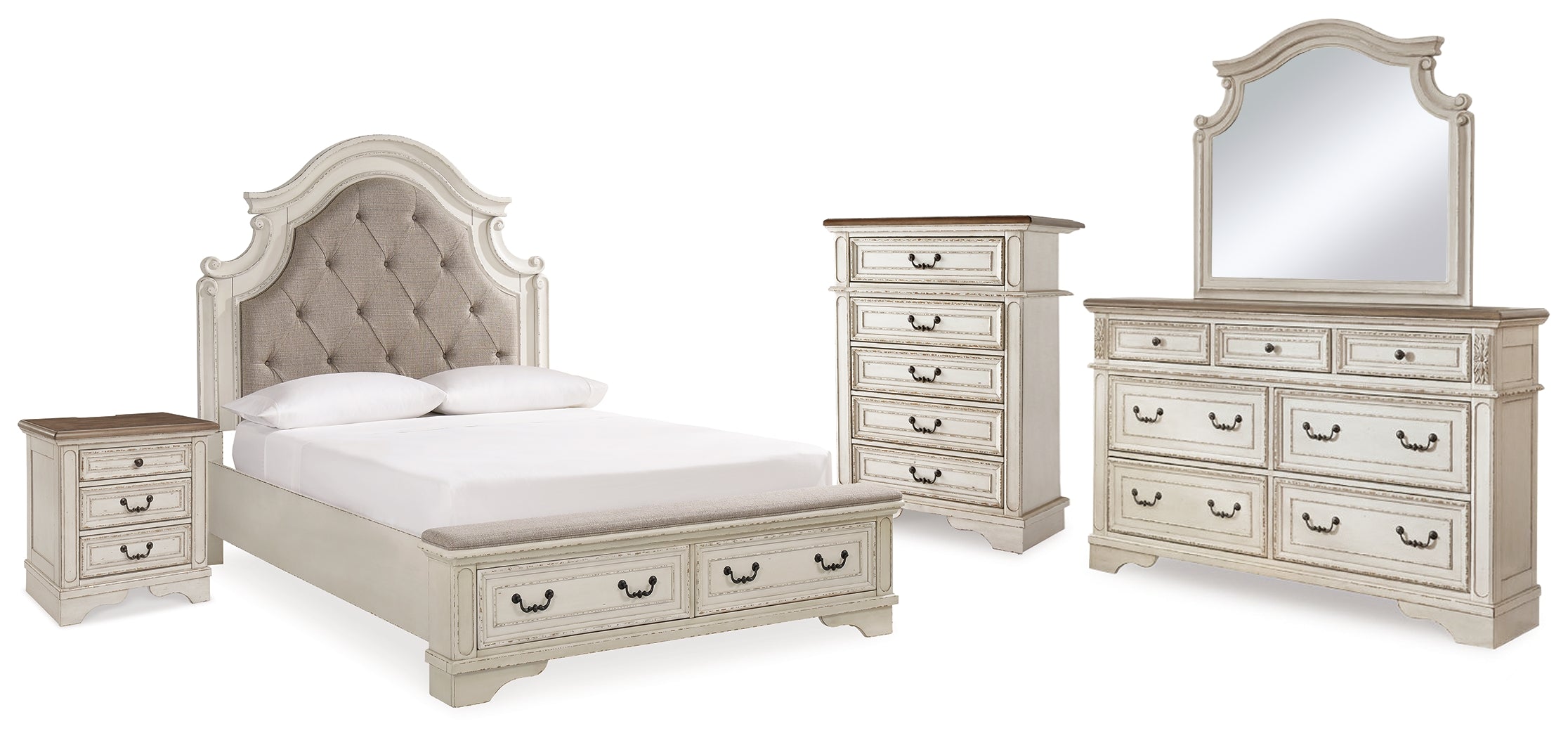 Hoover Furniture Outlet - Ashley Furniture - Realyn Queen Panel Bed, Dresser, Mirror, Chest and Nightstand - Queen Panel Bed, Dresser, Mirror, Chest and Nightstand - B743B46
