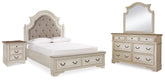 Hoover Furniture Outlet - Ashley Furniture - Realyn Queen Upholstery Panel Bed, Dresser, Mirror and Nightstand - Queen Upholstery Panel Bed, Dresser, Mirror and Nightstand - B743B36