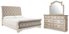 Hoover Furniture Outlet - Ashley Furniture - Realyn Queen Upholstered Sleigh Bed, Dresser and Mirror - Queen Upholstered Sleigh Bed, Dresser and Mirror - B743B5