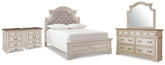 Hoover Furniture Outlet - Ashley Furniture - Realyn Full Upholstered Panel Bed, Dresser, Mirror and 2 Nightstands - Full Upholstered Panel Bed, Dresser, Mirror and 2 Nightstands - B743B105
