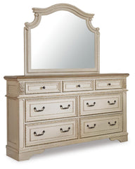 Realyn Full Upholstered Panel Bed, Dresser, Mirror and 2 Nightstands