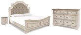 Hoover Furniture Outlet - Ashley Furniture - Realyn King Upholstered Panel Bed, Dresser and Nightstand - King Upholstered Panel Bed, Dresser and Nightstand - B743B106