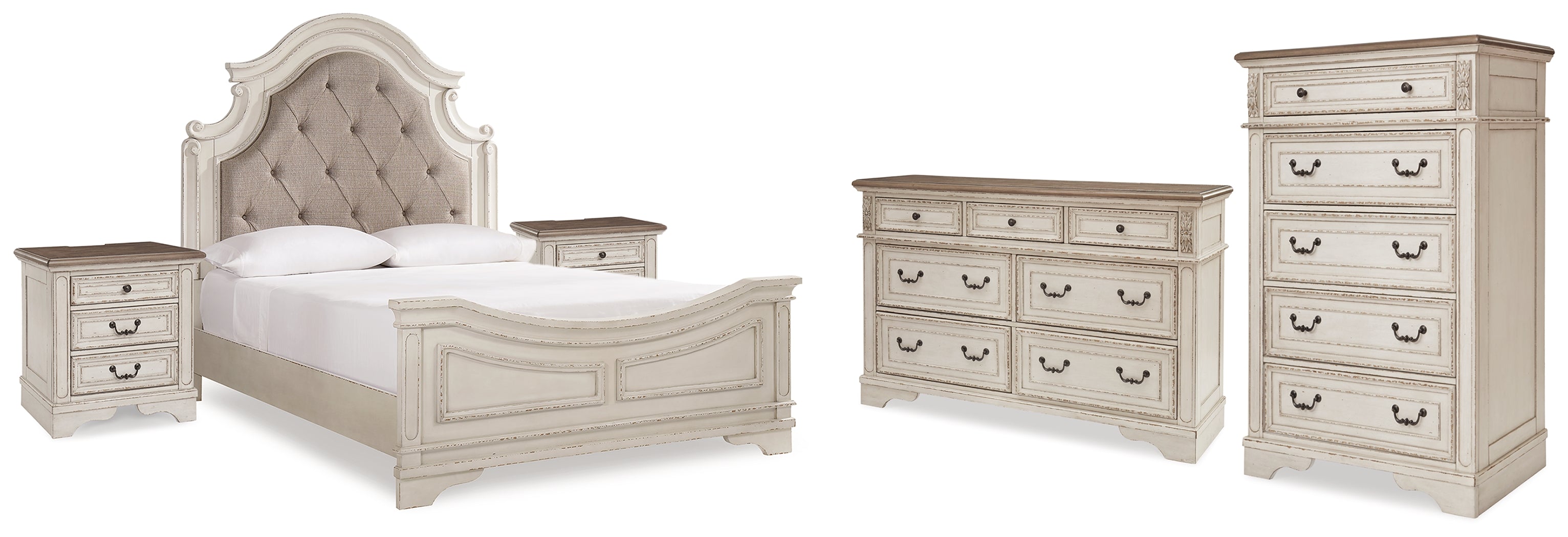 Hoover Furniture Outlet - Ashley Furniture - Realyn Queen Panel Bed, Dresser, Chest and 2 Nightstands - Queen Panel Bed, Dresser, Chest and 2 Nightstands - B743B45
