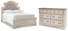 Hoover Furniture Outlet - Ashley Furniture - Realyn Full Upholstered Panel Bed and Dresser - Full Upholstered Panel Bed and Dresser - B743B90