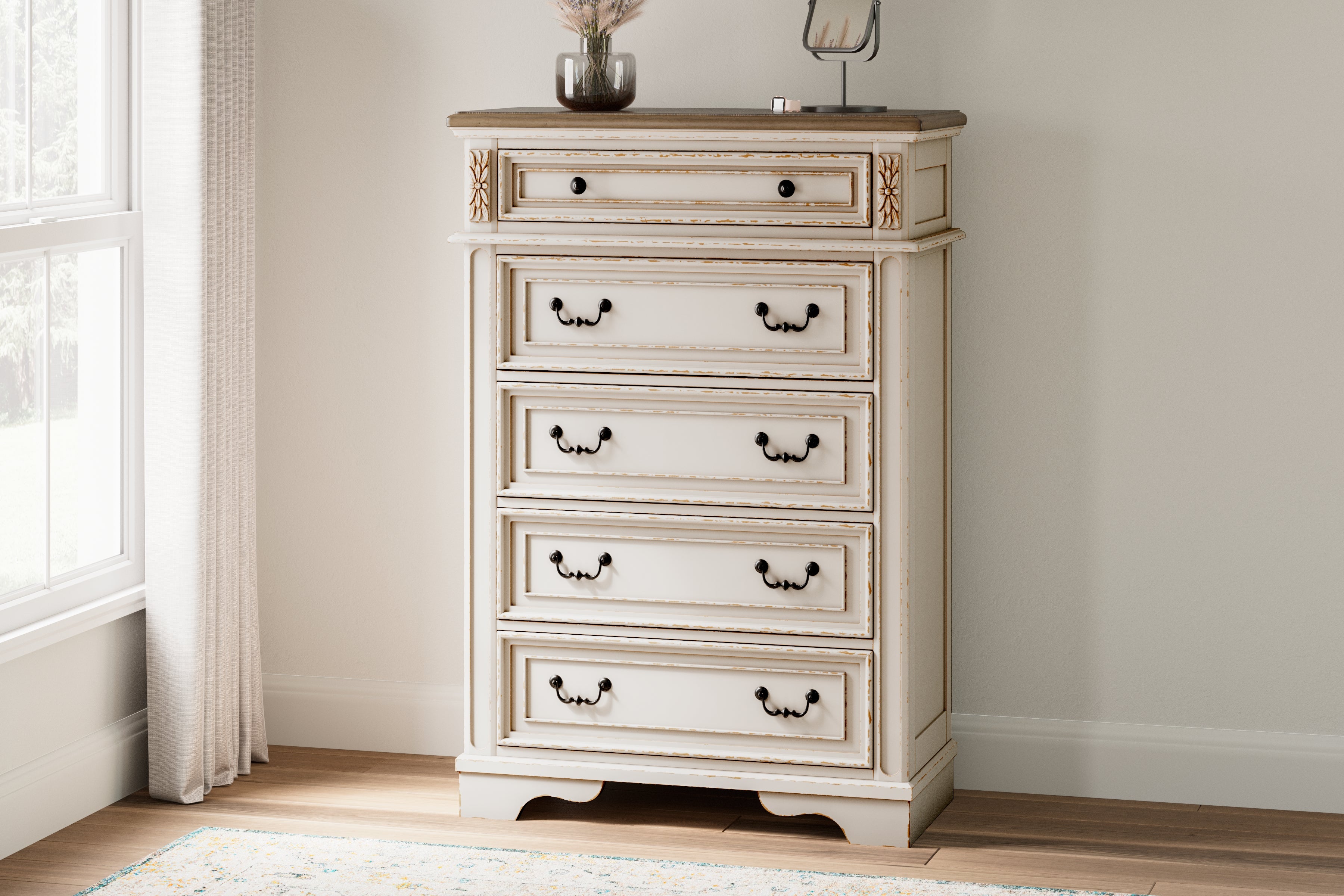 Hoover Furniture Outlet - Ashley Furniture - Realyn Chest of Drawers - Five Drawer Chest - B743-46