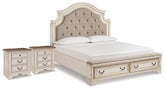 Hoover Furniture Outlet - Ashley Furniture - Realyn King Upholstered Panel Storage Bed and 2 Nightstands - King Upholstered Panel Storage Bed and 2 Nightstands - B743B87