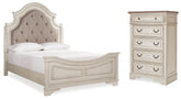 Hoover Furniture Outlet - Ashley Furniture - Realyn Queen Upholstered Panel Bed and Chest - Queen Upholstered Panel Bed and Chest - B743B54