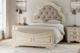 Hoover Furniture Outlet - Ashley Furniture - Realyn Queen Upholstered Panel Bed and 2 Nightstands - Queen Upholstered Panel Bed and 2 Nightstands - B743B55