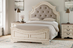 Hoover Furniture Outlet - Ashley Furniture - Realyn Queen Upholstered Panel Bed and 2 Nightstands - Queen Upholstered Panel Bed and 2 Nightstands - B743B55
