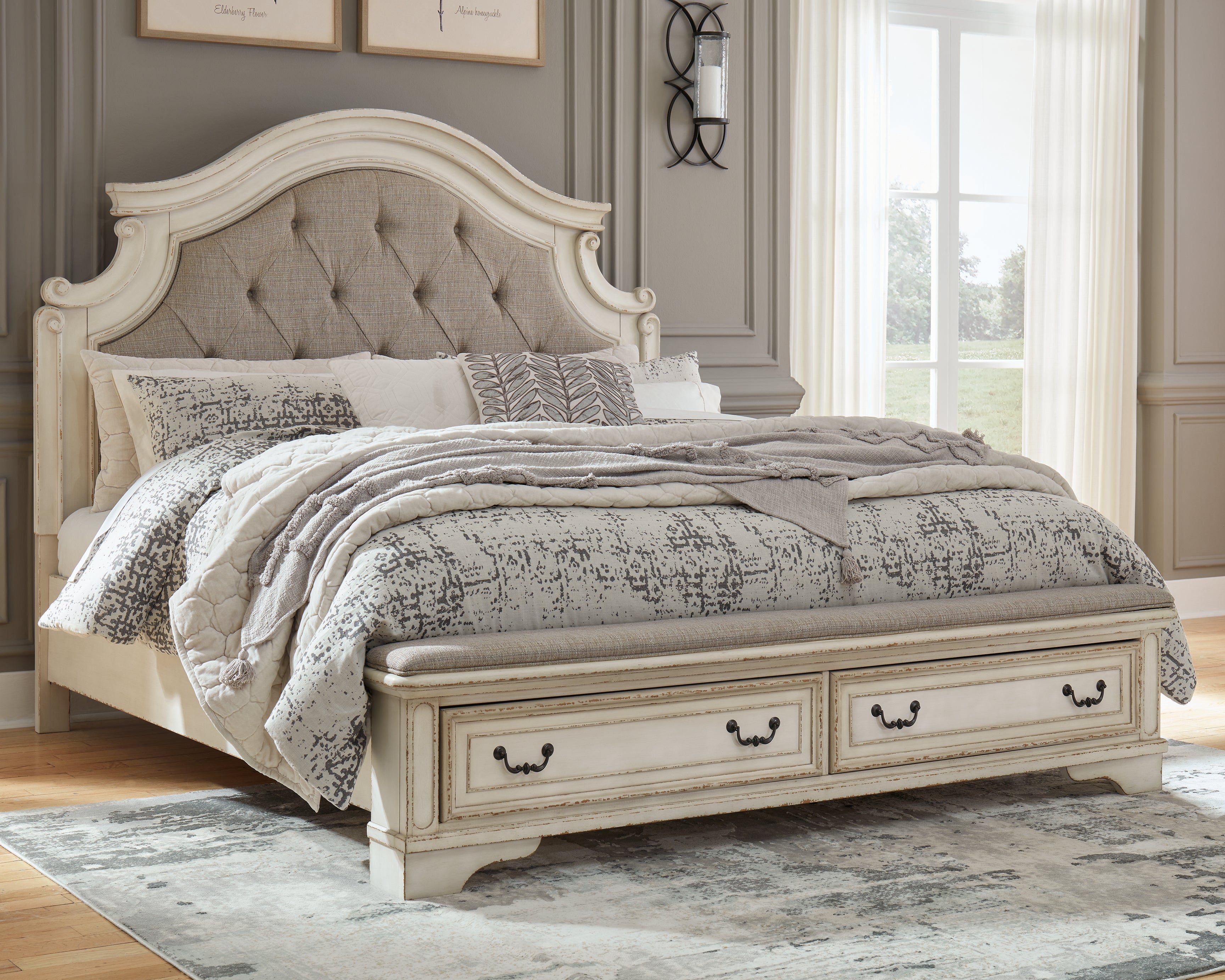 Hoover Furniture Outlet - Ashley Furniture - Realyn California King Upholstered Storage Bed - California King Upholstered Storage Bed - B743B21