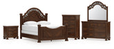 Hoover Furniture Outlet - Ashley Furniture - Lavinton Queen Poster Bed, Dresser, Mirror, Chest and Nightstand - Queen Poster Bed, Dresser, Mirror, Chest and Nightstand - B764B14