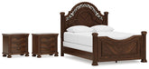 Hoover Furniture Outlet - Ashley Furniture - Lavinton Queen Poster Bed and 2 Nightstands - Queen Poster Bed and 2 Nightstands - B764B22