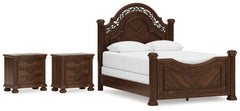 Hoover Furniture Outlet - Ashley Furniture - Lavinton Queen Poster Bed and 2 Nightstands - Queen Poster Bed and 2 Nightstands - B764B22