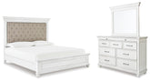 Hoover Furniture Outlet - Ashley Furniture - Kanwyn King Upholstered Panel Bed, Dresser and Mirror - King Upholstered Panel Bed, Dresser and Mirror - B777B36