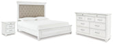 Hoover Furniture Outlet - Ashley Furniture - Kanwyn King Upholstered Panel Bed, Dresser and Nightstand - King Upholstered Panel Bed, Dresser and Nightstand - B777B35