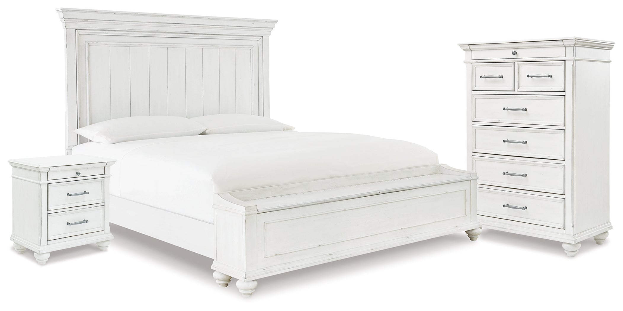 Hoover Furniture Outlet - Ashley Furniture - Kanwyn King Panel Storage Bed, Chest and Nightstand - King Panel Storage Bed, Chest and Nightstand - B777B30