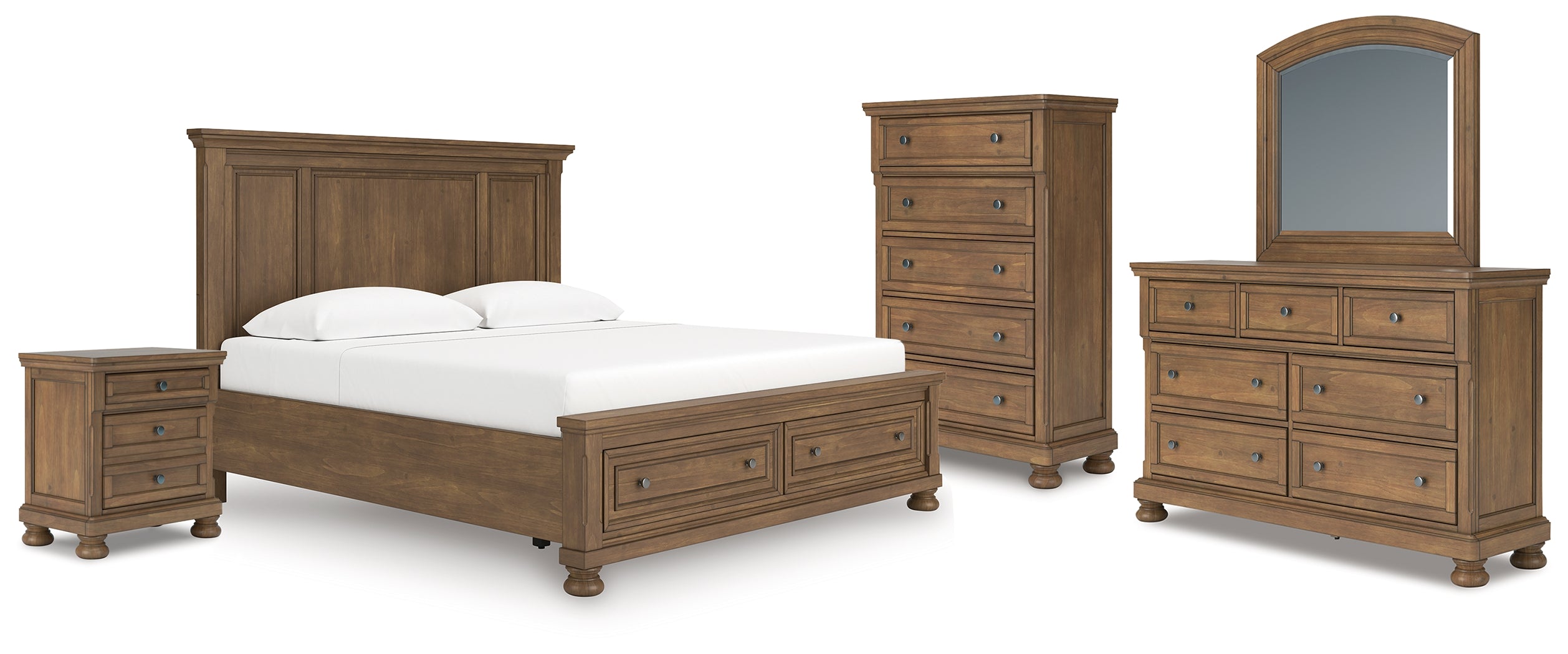 Hoover Furniture Outlet - Ashley Furniture - Feddinger King Panel Storage Bed, Dresser, Mirror, Chest and Nightstand - King Panel Storage Bed, Dresser, Mirror, Chest and Nightstand - PCB779B17