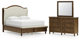 Hoover Furniture Outlet - Ashley Furniture - Sturlayne Queen Upholstered Panel Bed, Dresser and Mirror - Queen Upholstered Panel Bed, Dresser and Mirror - B787B3