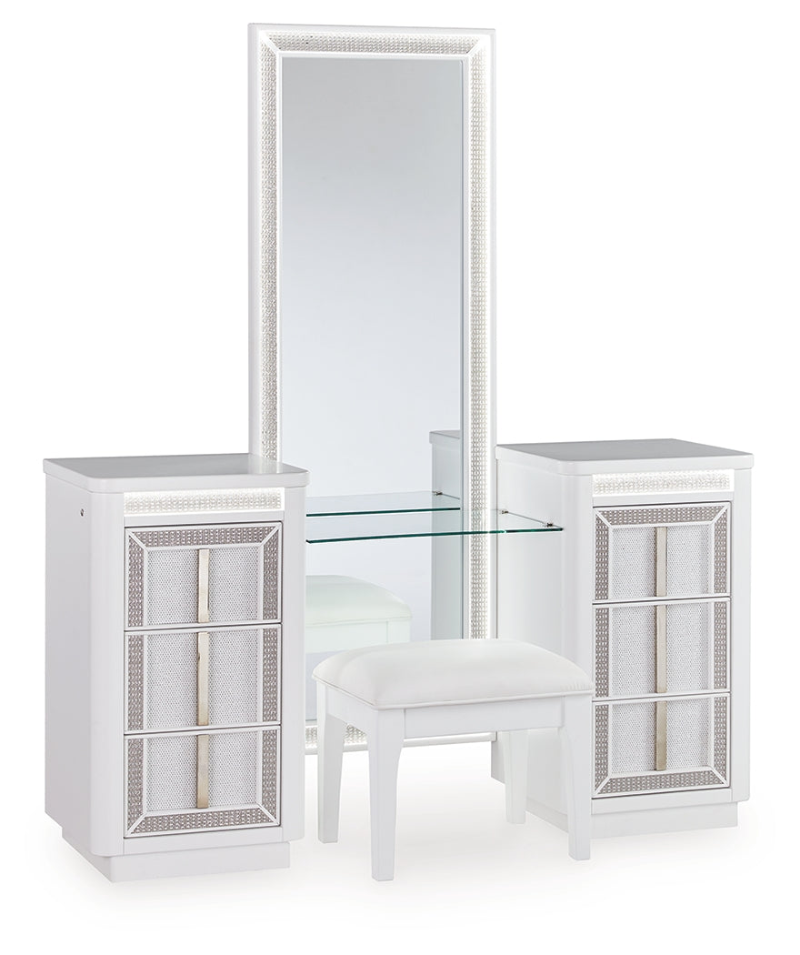 Hoover Furniture Outlet - Ashley Furniture - Chalanna Vanity, Mirror and Stool - Vanity, Mirror and Stool - B822B6