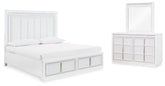 Hoover Furniture Outlet - Ashley Furniture - Chalanna Queen Upholstered Storage Bed, Dresser and Mirror - Queen Upholstered Storage Bed, Dresser and Mirror - B822B3