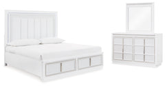Hoover Furniture Outlet - Ashley Furniture - Chalanna Queen Upholstered Storage Bed, Dresser and Mirror - Queen Upholstered Storage Bed, Dresser and Mirror - B822B3