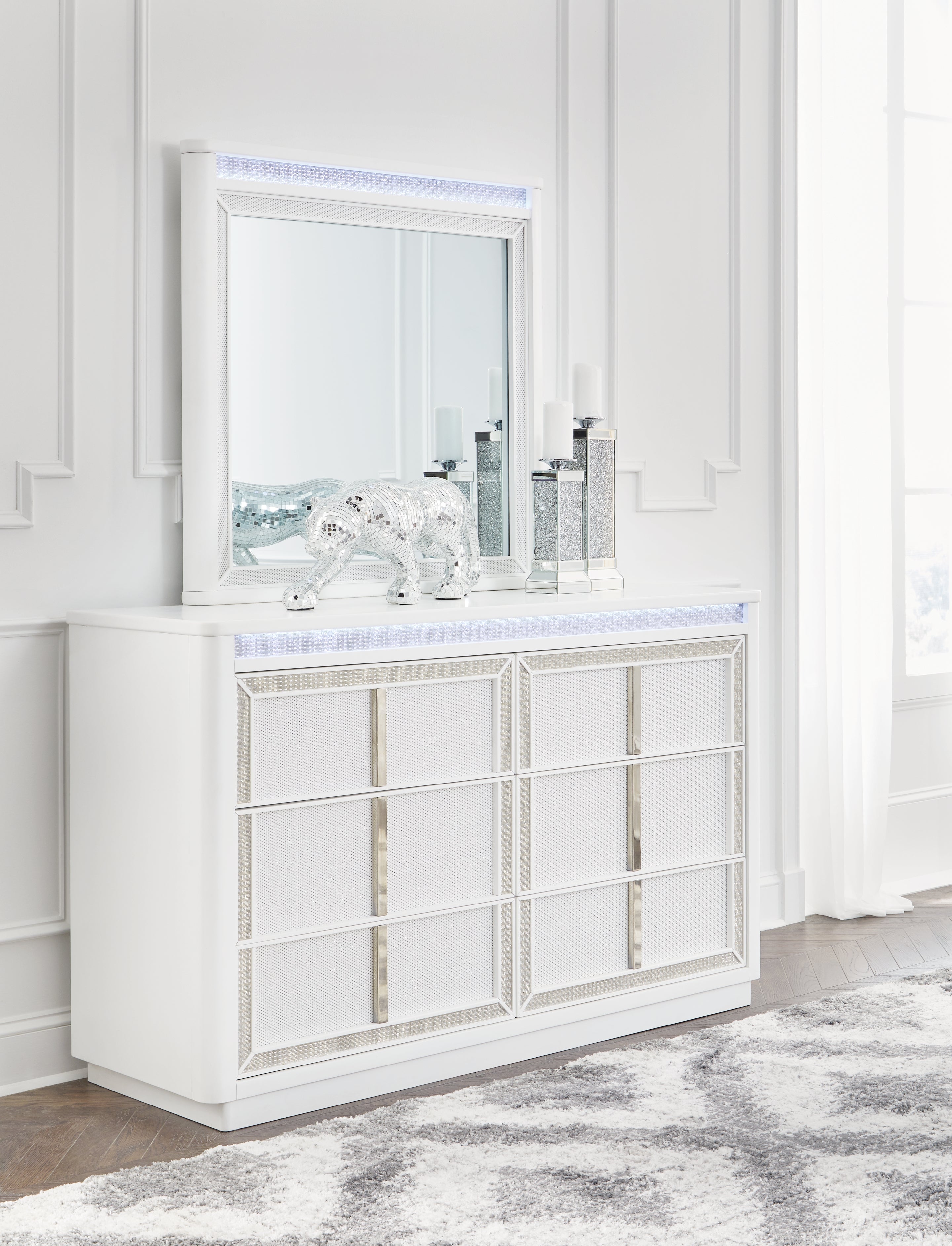 Hoover Furniture Outlet - Ashley Furniture - Chalanna Dresser and Mirror - Dresser and Mirror - B822B1