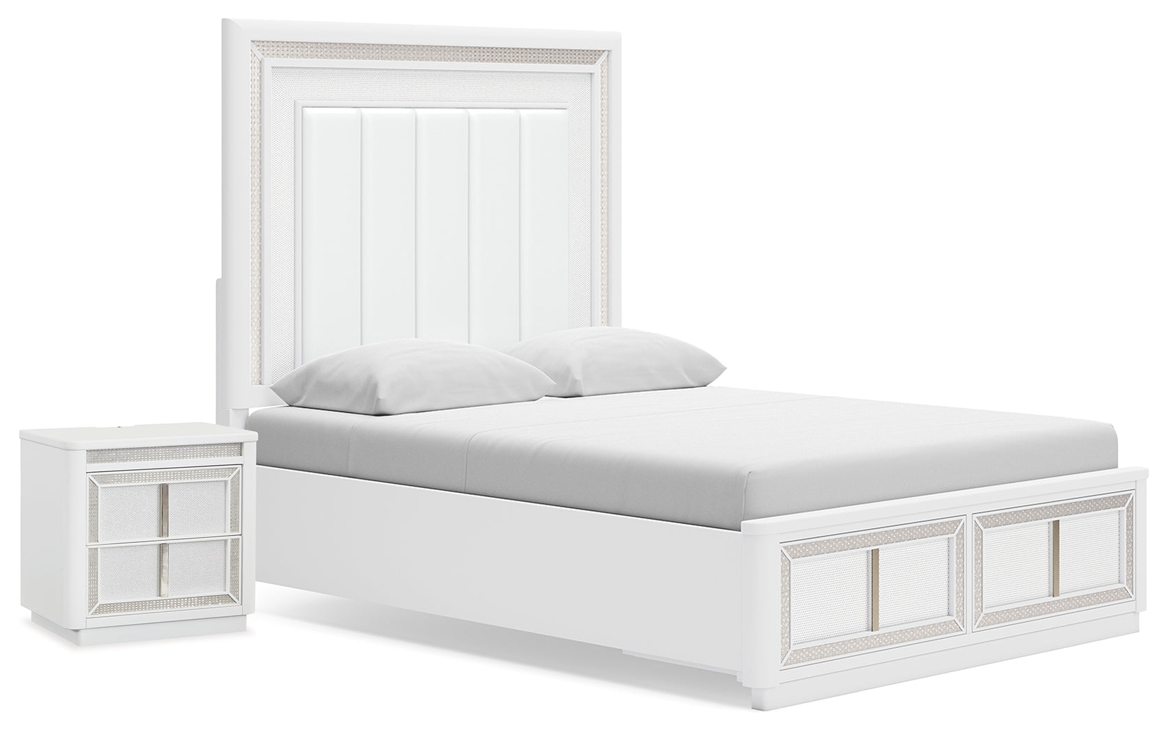 Hoover Furniture Outlet - Ashley Furniture - Chalanna Queen Panel Storage Bed and Nightstand - Queen Panel Storage Bed and Nightstand - B822B8