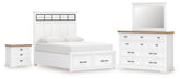 Hoover Furniture Outlet - Ashley Furniture - Ashbryn King Panel Storage Bed, Dresser, Mirror and Nightstand - King Panel Storage Bed, Dresser, Mirror and Nightstand - B844B9