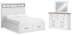 Hoover Furniture Outlet - Ashley Furniture - Ashbryn California King Panel Storage Bed, Dresser and Mirror - California King Panel Storage Bed, Dresser and Mirror - B844B7