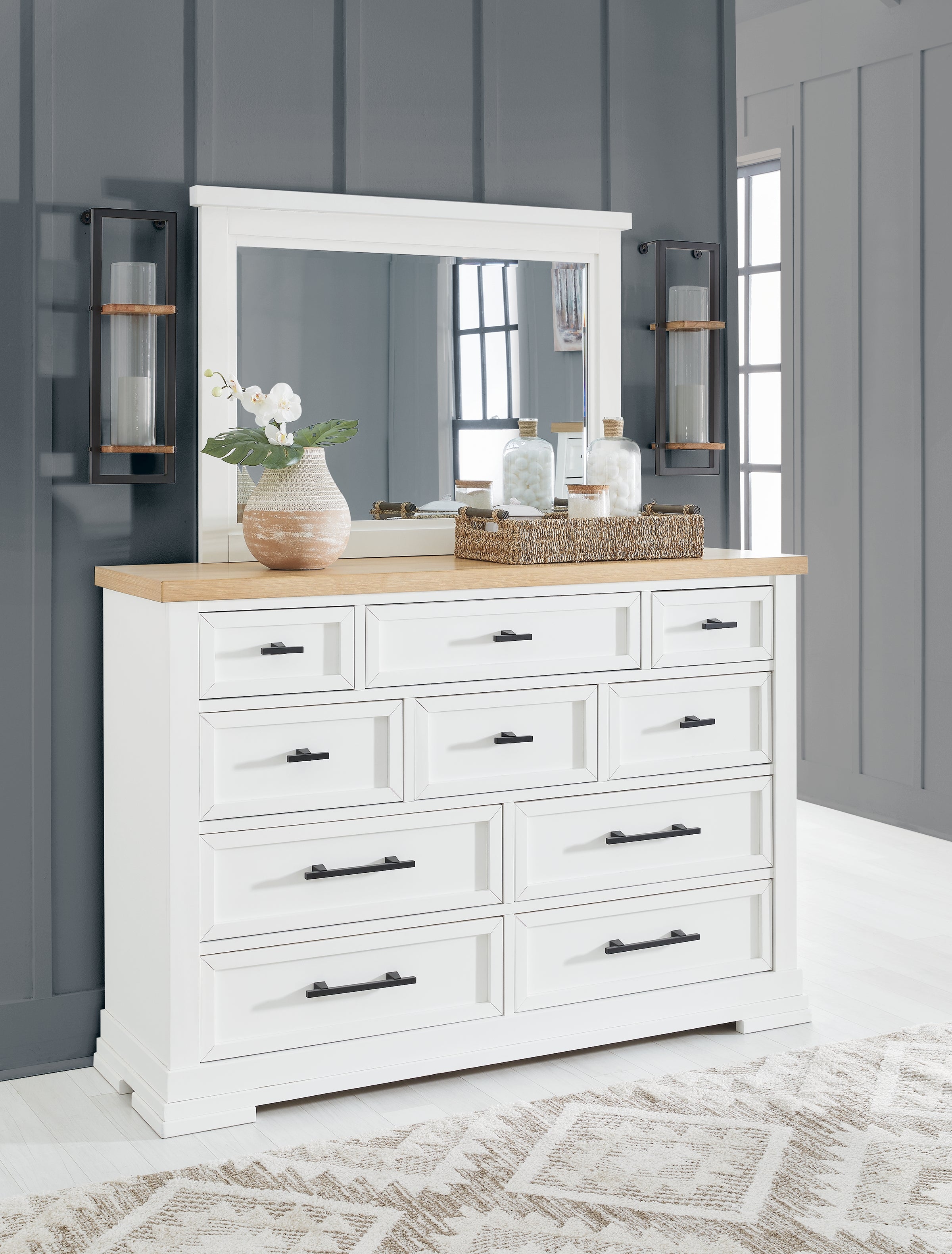 Hoover Furniture Outlet - Ashley Furniture - Ashbryn Dresser and Mirror - Dresser and Mirror - B844B1