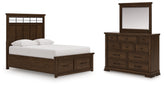 Hoover Furniture Outlet - Ashley Furniture - Taffenbrook Queen Panel Storage Bed, Dresser and Mirror - Queen Panel Storage Bed, Dresser and Mirror - B849B3