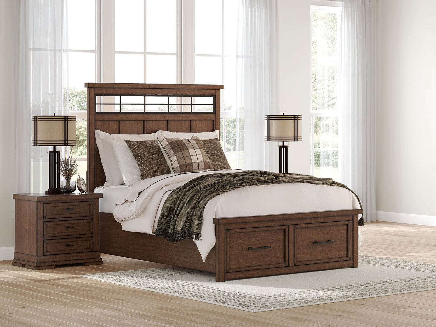Hoover Furniture Outlet - Ashley Furniture - Taffenbrook Queen Panel Storage Bed - Queen Panel Storage Bed - B849B2