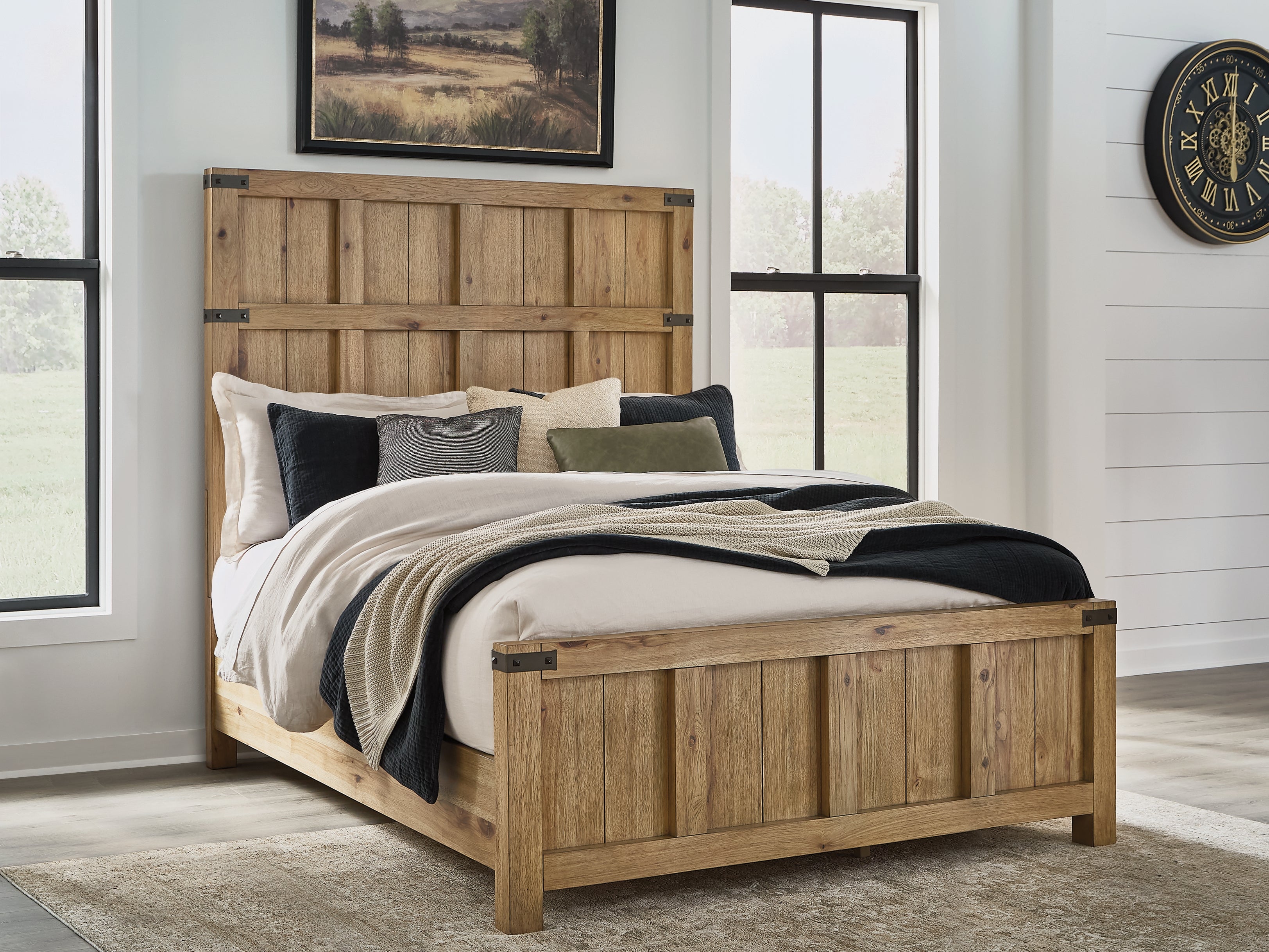 Hoover Furniture Outlet - Ashley Furniture - Ridgester Queen Panel Bed - Queen Panel Bed - B858B2